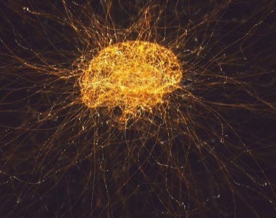 An illustration of firing neurons